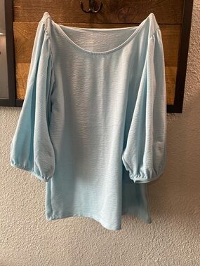 Worthington Pale Blue Boatneck Puff Sleeve Tunic
